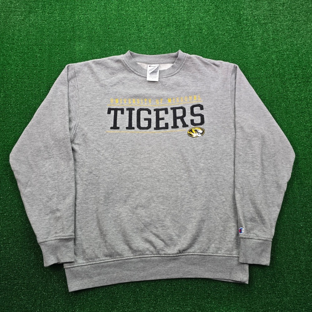 University of Missouri Tigers Sweatshirt Mens Medium Gray Fleece Crewneck Logo